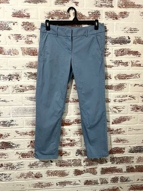 LOFT Cropped Pants Cotton Blend Stretch Blue Pockets Sz 8